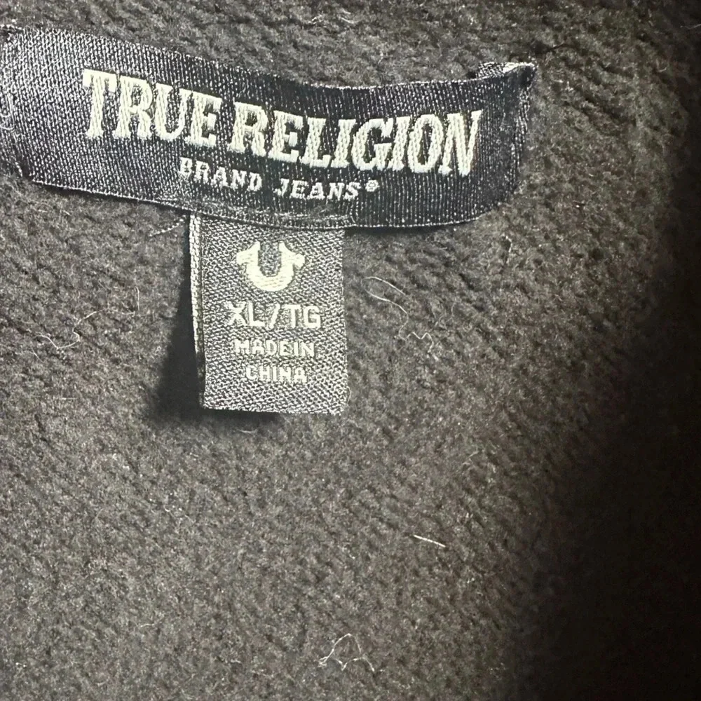 True Religion Logo Hooded Cotton Varsity Jacket. Size XL